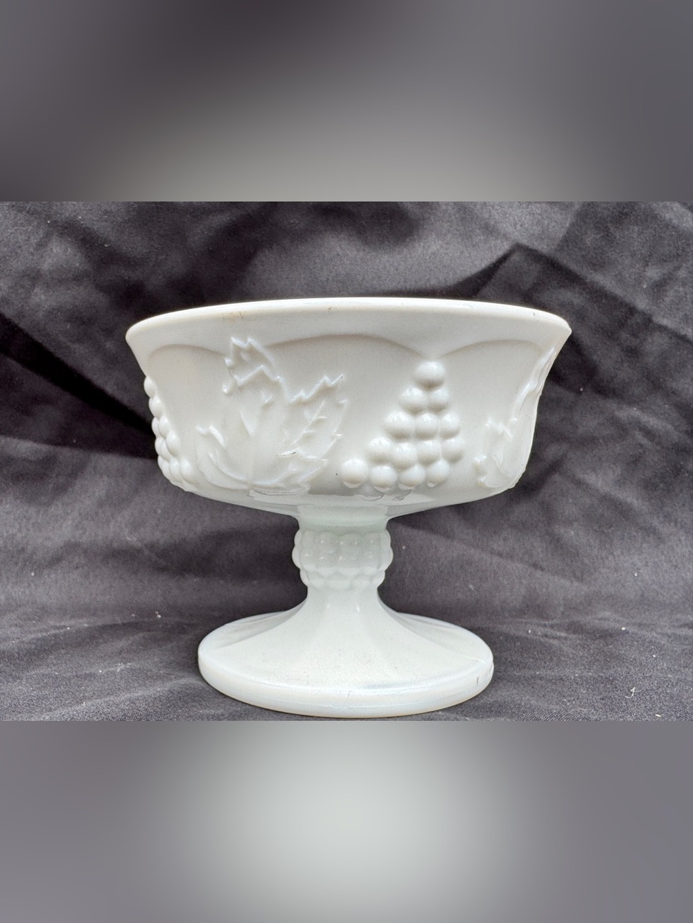 Vintage Indiana Glass Colony Harvest White Milk Glass Sherbet Pedestal Bowl